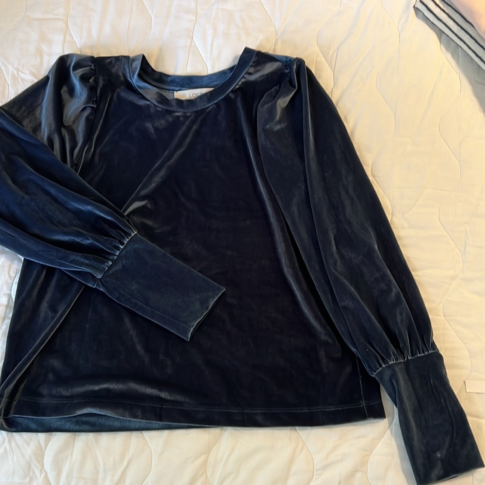 LOFT Midnight Blue Velvet Blouse